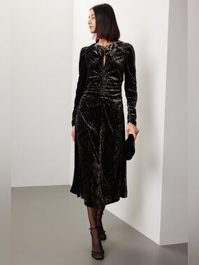 Sea New York Delphine Velvet Ruched Dress Size Medium Multicolor